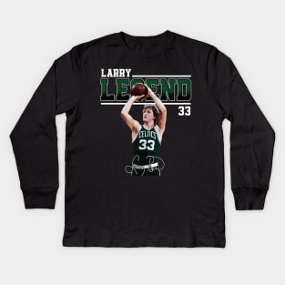 Larry Bird Legend Air Bird Basketball Signature Vintage Retro 80s 90s Bootleg Rap Style Kids Long Sleeve T-Shirt